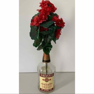 Vintage Liqour Bottle w/ decor flowers